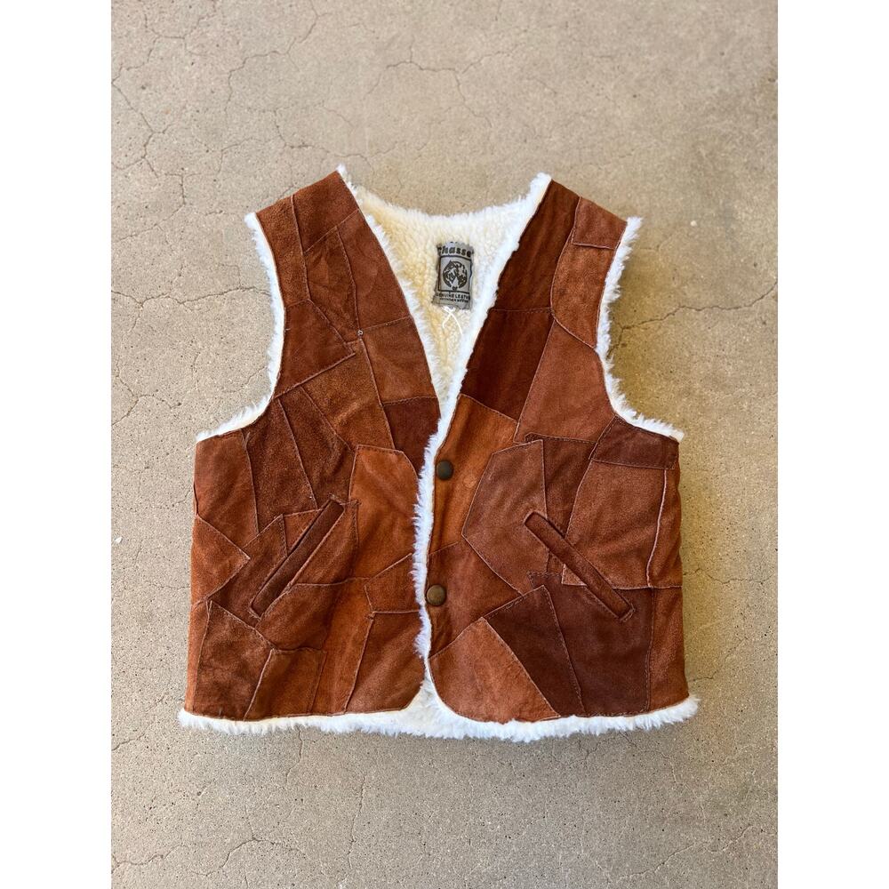 Vintage Chasser genuine leather lined kids vest size 10